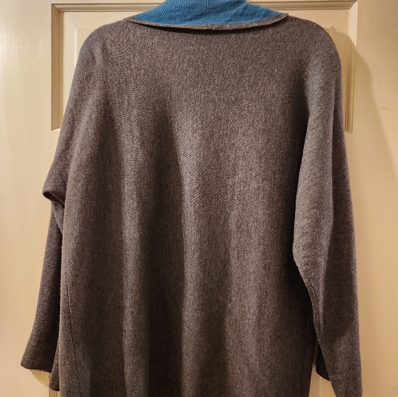 CHICO'S OPEN FRONT SWEATER GRAY AND TEAL COLOR CHICO'S SIZE 2 EXCELLENT CONDITIO - Picture 2 of 7